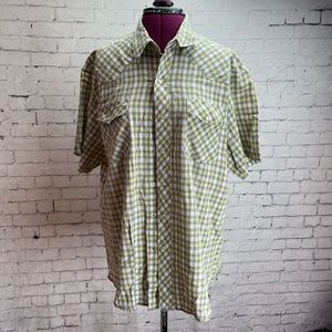 Vintage Rustler shirt sleeve large pearl snap shirt yellow plaid